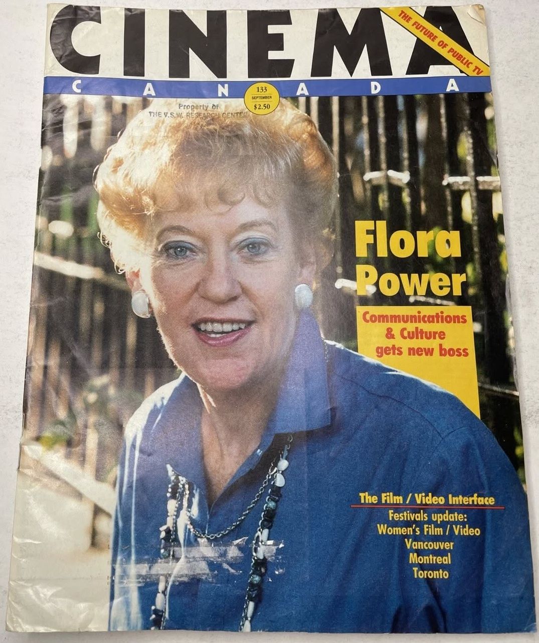 CINEMA CANADA magazine side cover Issue 133 September 1986