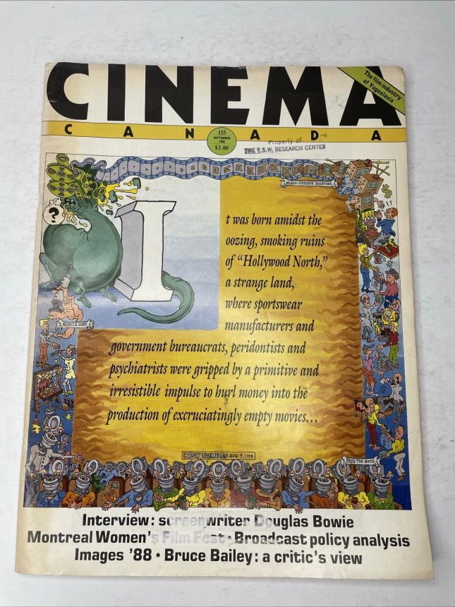 CINEMA CANADA magazine side cover Issue 155  1988