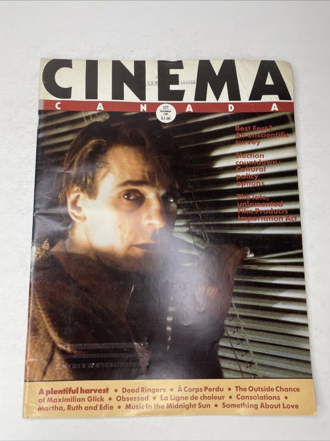 CINEMA CANADA magazine side cover Issue 157  1988