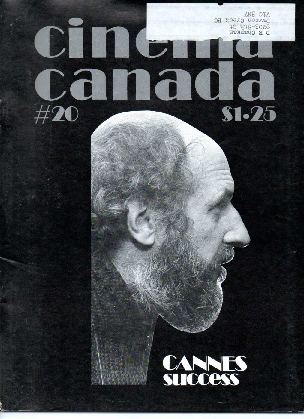 CINEMA CANADA magazine side cover Issue 20  1975