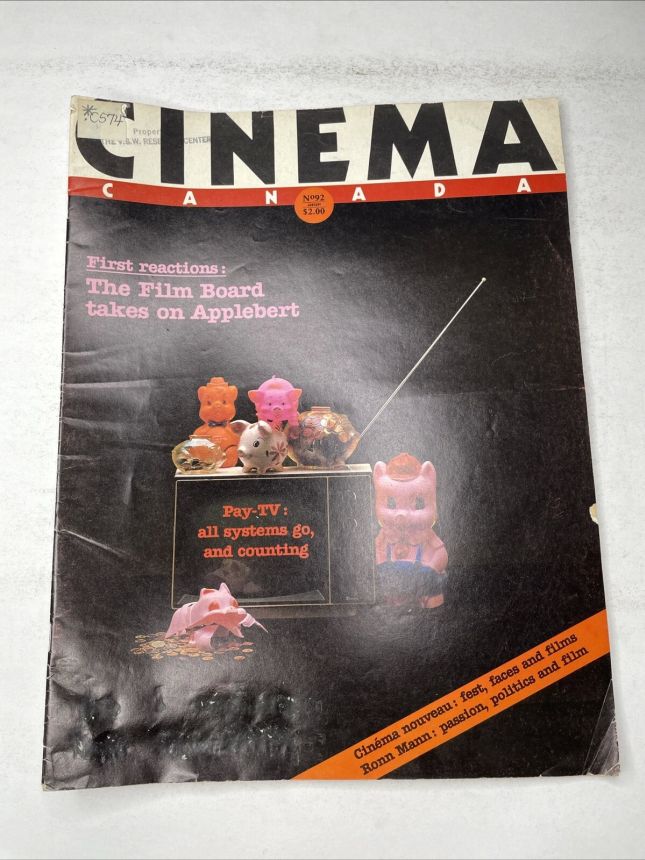 CINEMA CANADA magazine side cover Issue 92  1983