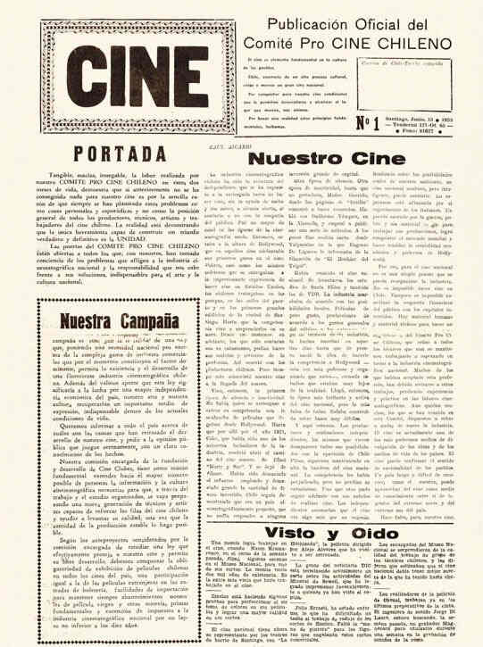 CINE (CHILE) magazine side cover Issue 1 15 June 1953