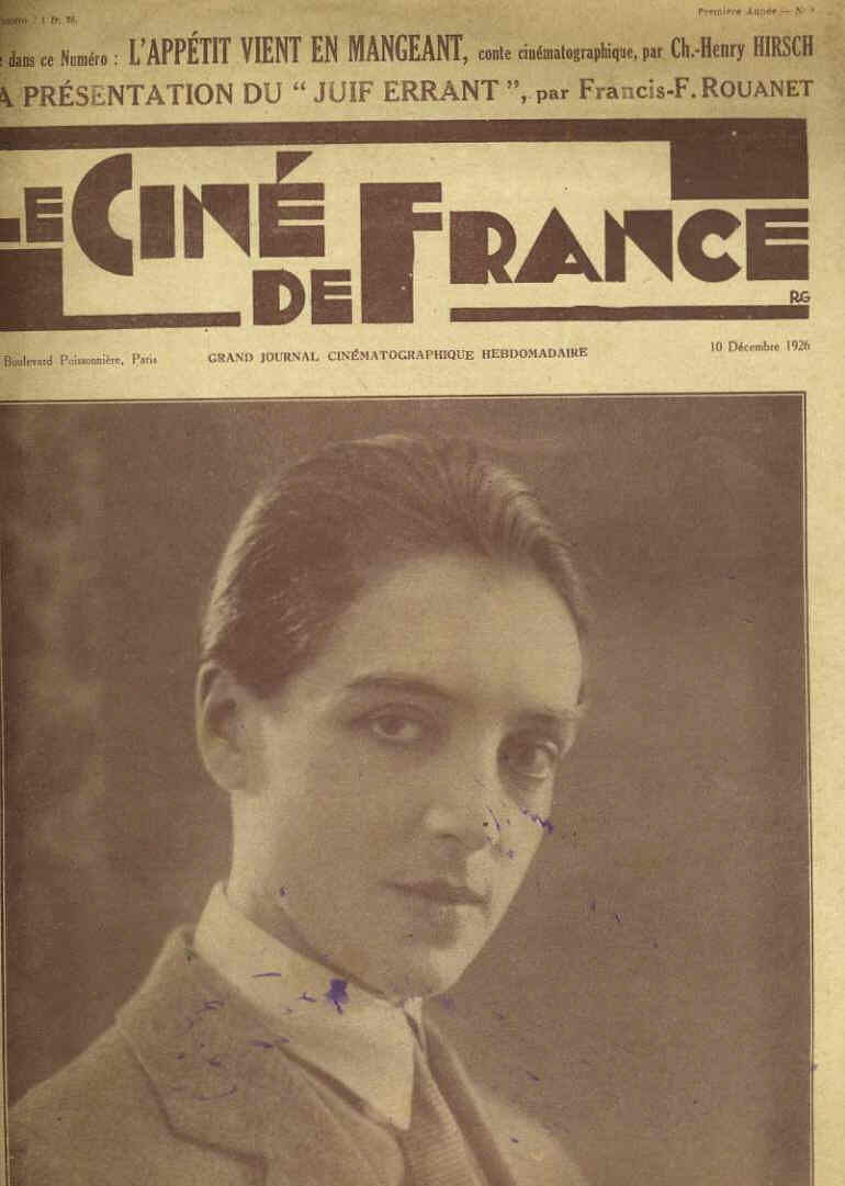 CINE DE FRANCE | LE magazine side cover Issue 8 10 December 1926