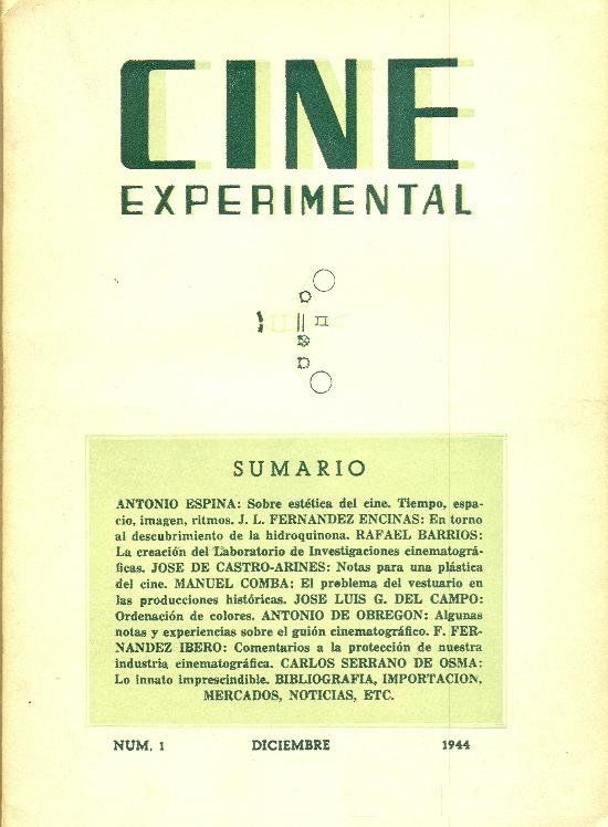 CINE EXPERIMENTAL magazine side cover Issue 1 December 1944