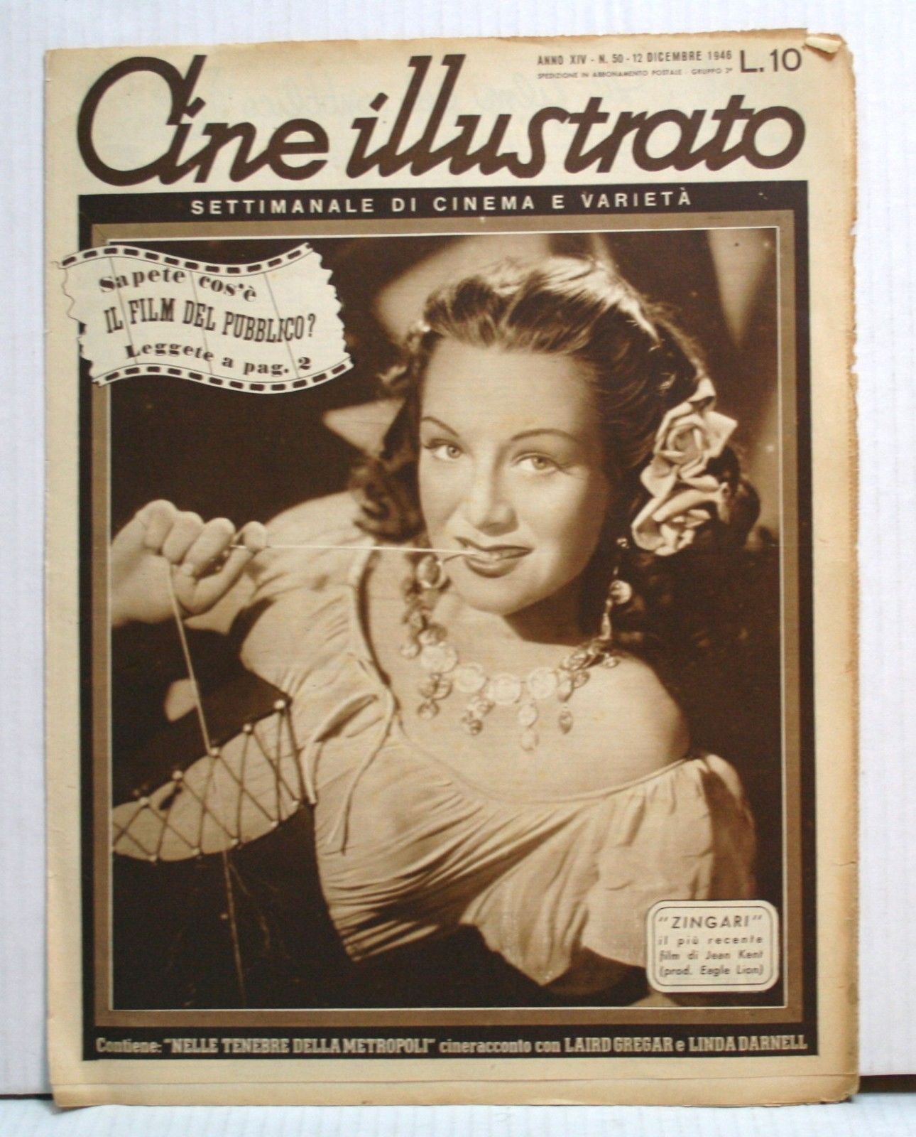 CINE ILLUSTRATO magazine side cover Issue 50 12 December 1946