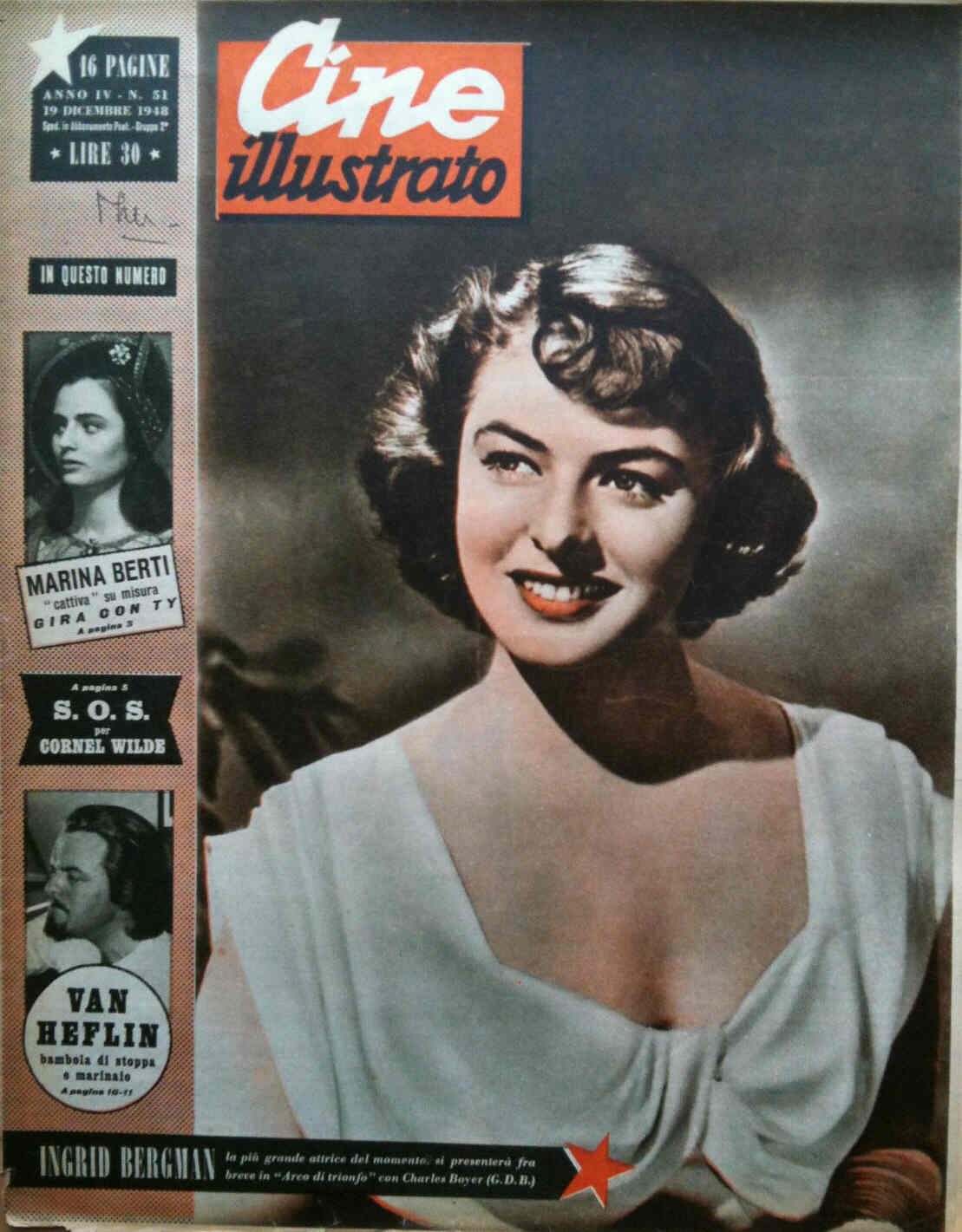 CINE ILLUSTRATO magazine side cover Issue 51 19 December 1948