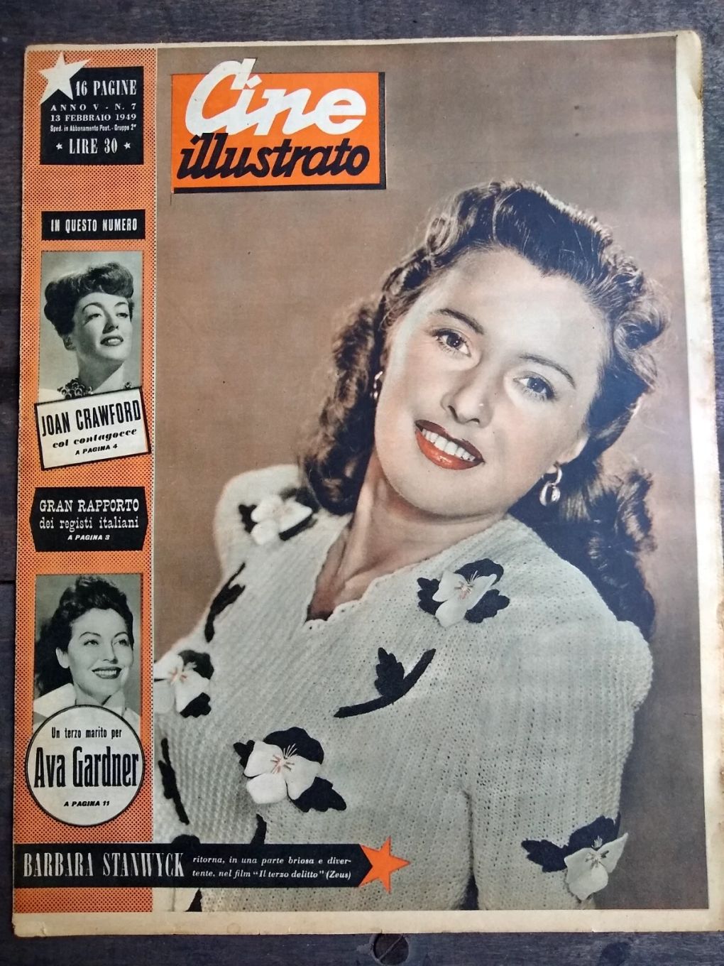 CINE ILLUSTRATO magazine side cover Issue 7 13 February 1949