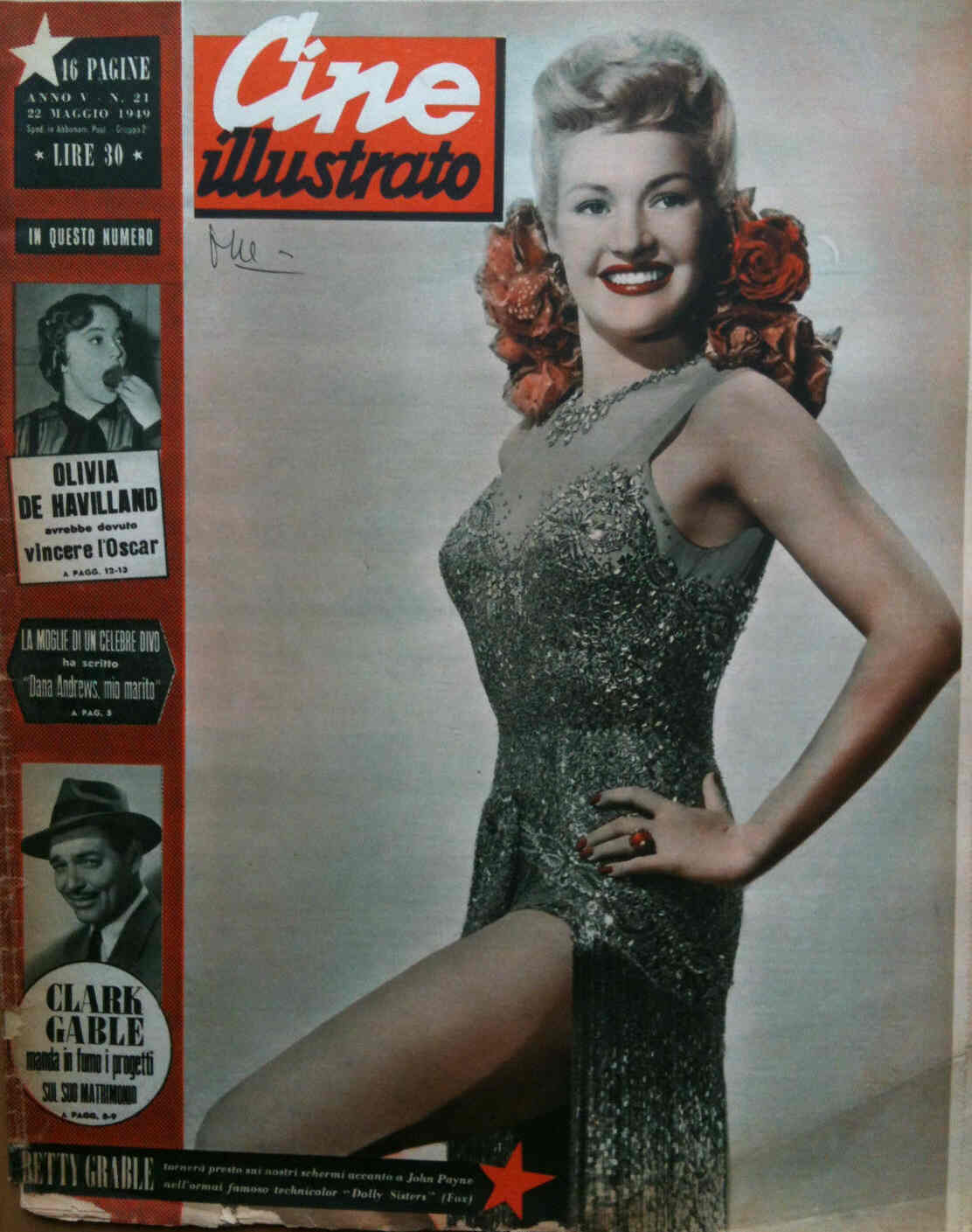 CINE ILLUSTRATO magazine side cover Issue 21 22 May 1949