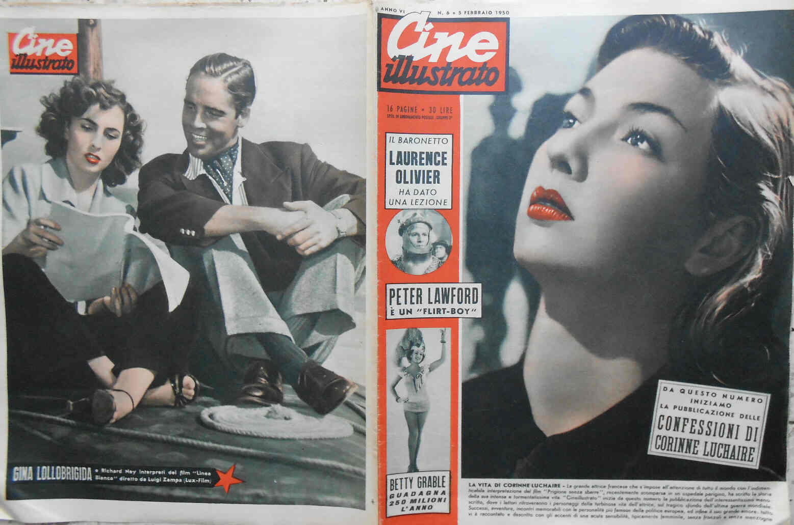 CINE ILLUSTRATO magazine side cover Issue 6 5 February 1950