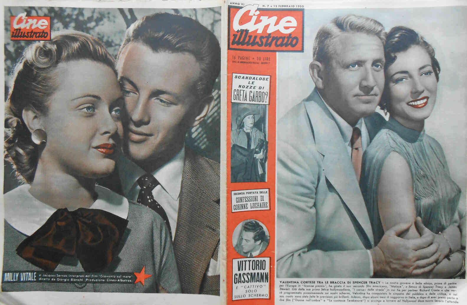 CINE ILLUSTRATO magazine side cover Issue 7 12 February 1950