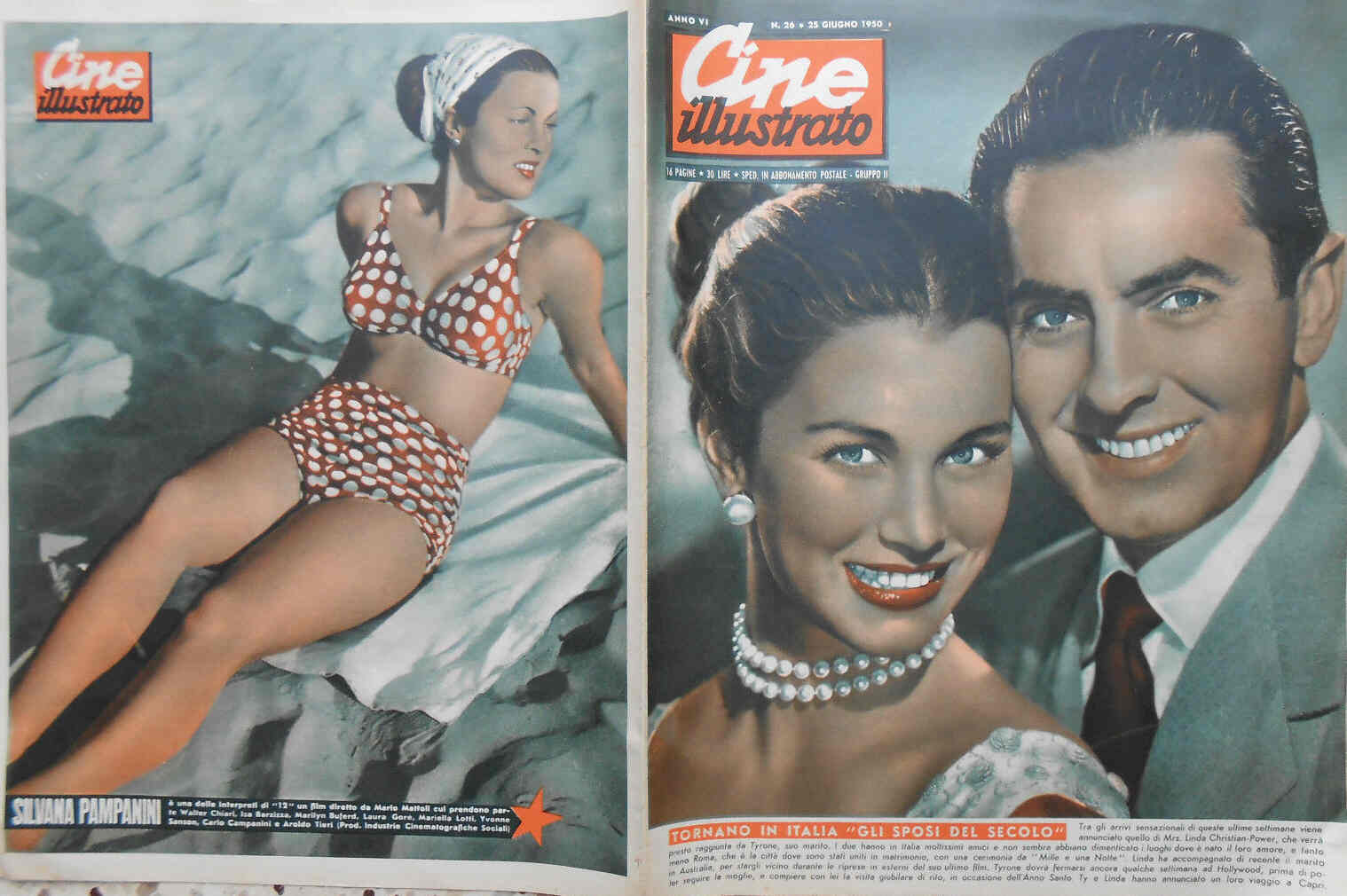 CINE ILLUSTRATO magazine side cover Issue 26 25 June 1950