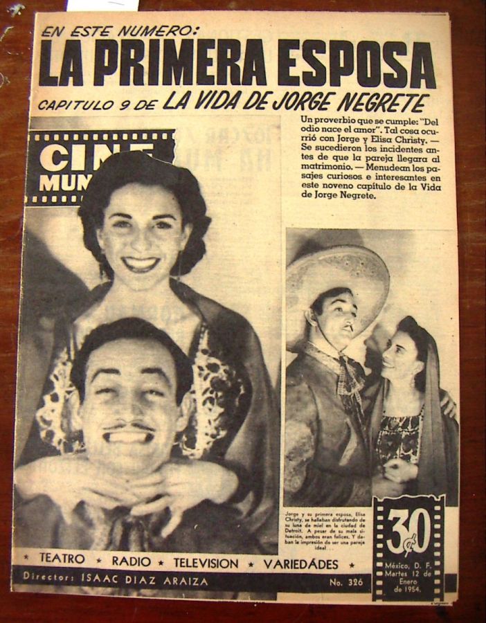 CINE MUNDIAL magazine side cover Issue 326 12 January 1954