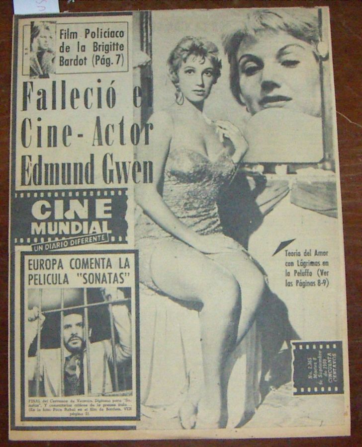CINE MUNDIAL magazine side cover Issue 2365 8 September 1959