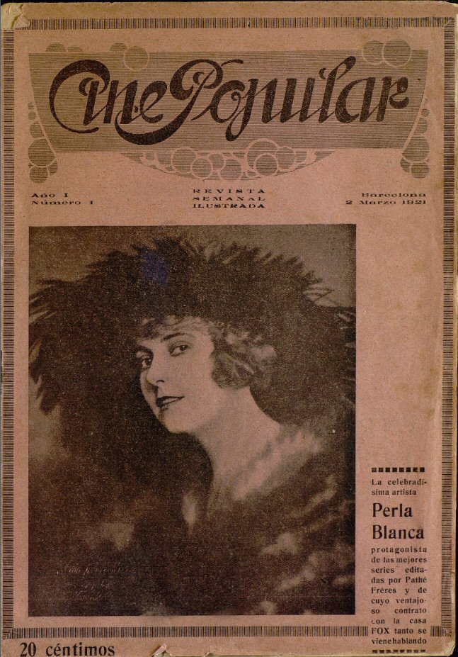 CINE POPULAR magazine side cover Issue 1 2 March 1921