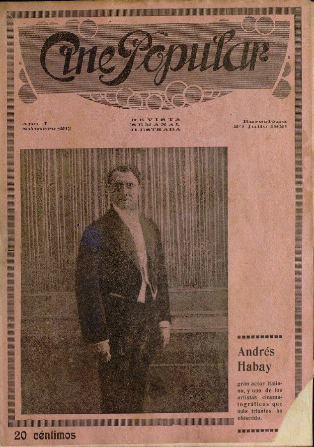 CINE POPULAR magazine side cover Issue 21 20 July 1921