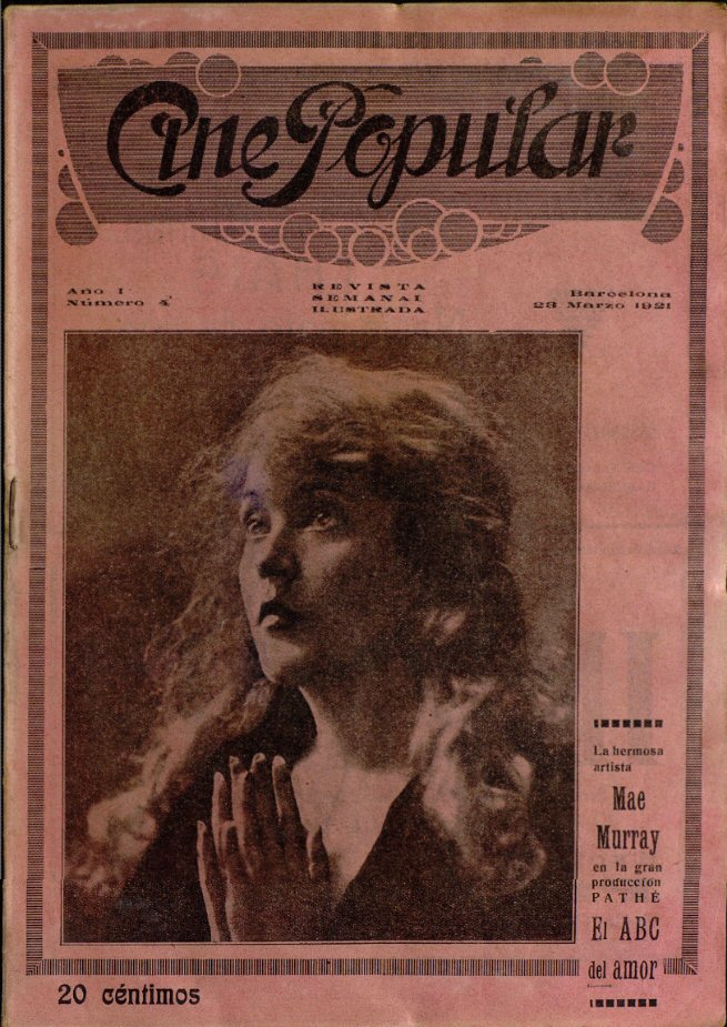 CINE POPULAR magazine side cover Issue 4 23 March 1921