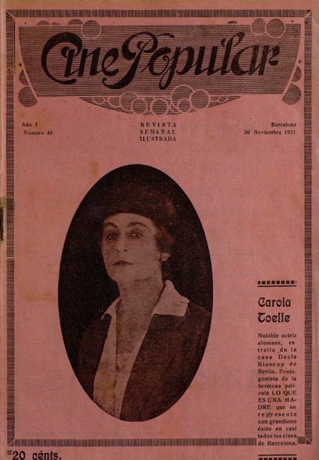 CINE POPULAR magazine side cover Issue 40 30 November 1921