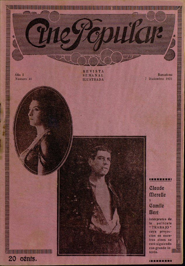 CINE POPULAR magazine side cover Issue 41 7 December 1921