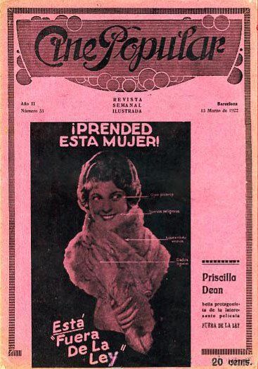CINE POPULAR magazine side cover Issue 55 15 March 1922