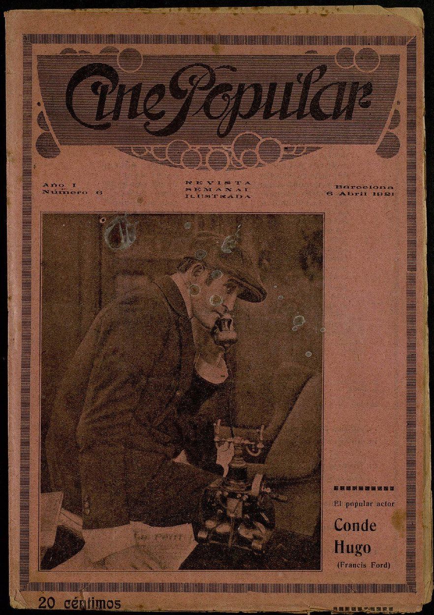 CINE POPULAR magazine side cover Issue 6 6 April 1921