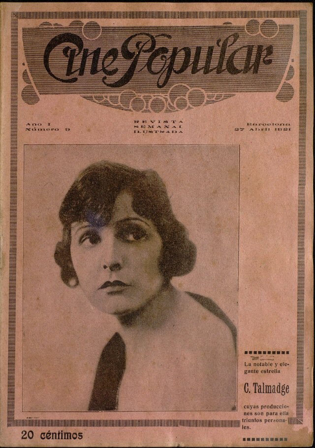 CINE POPULAR magazine side cover Issue 9 27 April 1921