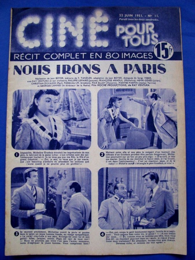 CINE POUR TOUS (50s) magazine side cover Issue 11 22 June 1951