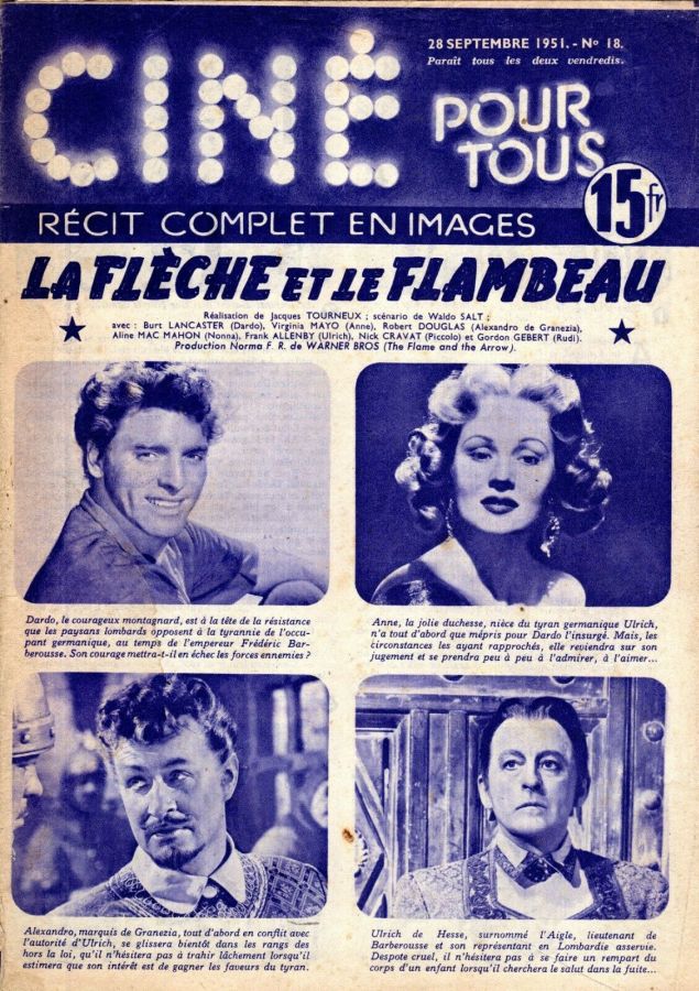 CINE POUR TOUS (50s) magazine side cover Issue 18 28 September 1951