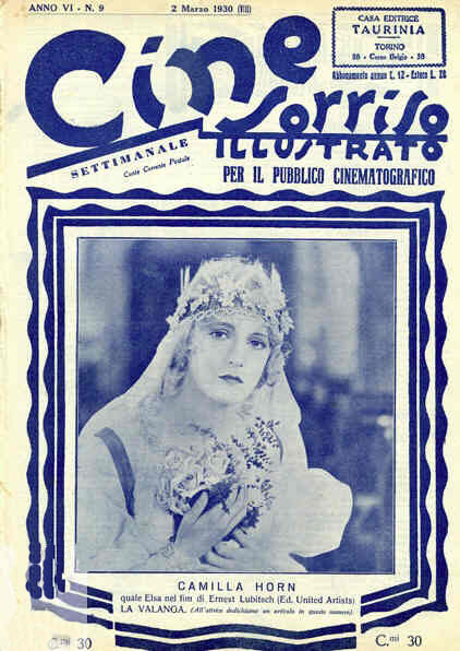 CINE SORRISO ILLUSTRATO magazine side cover Issue 9 2 March 1930