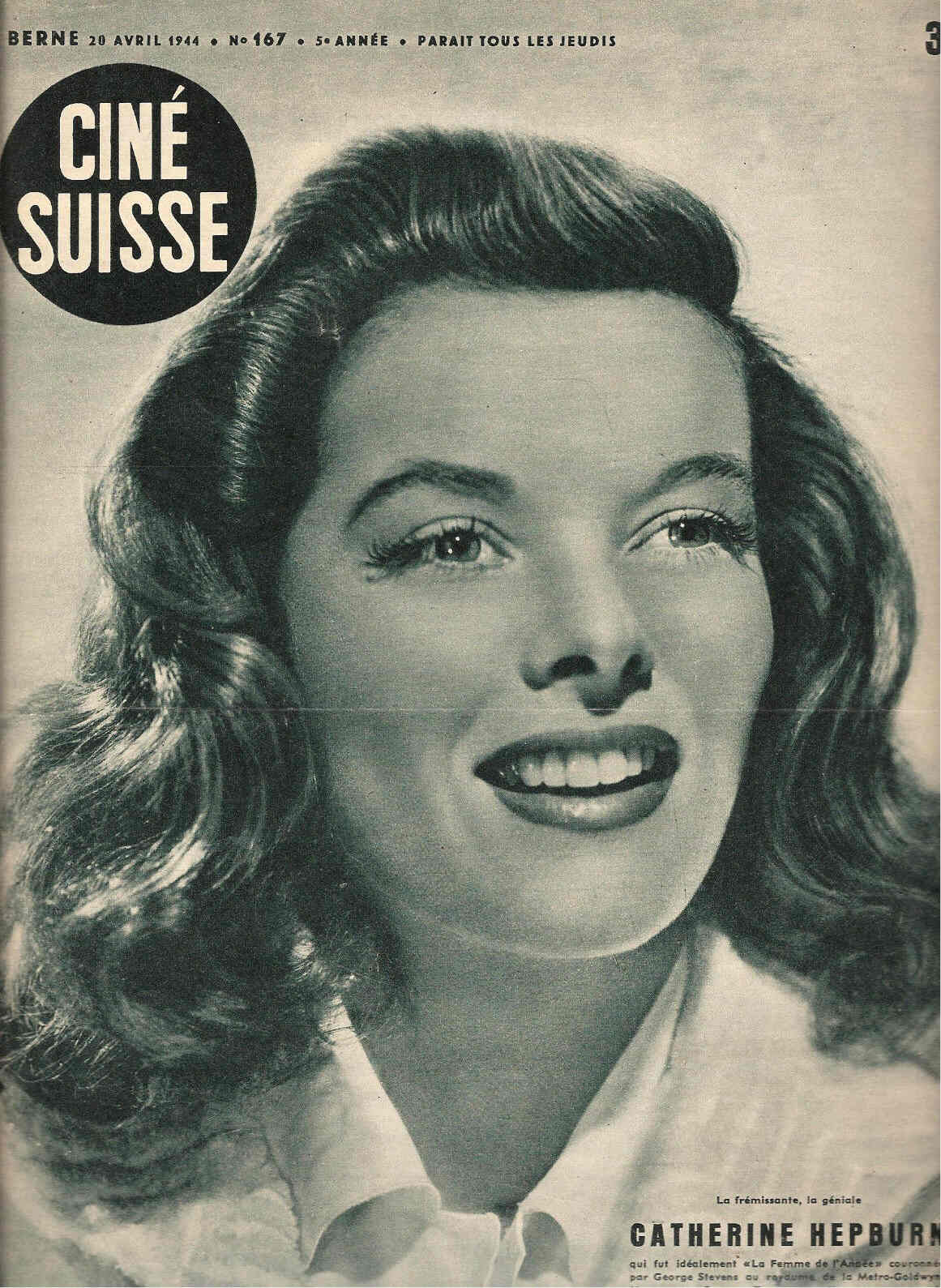 CINE SUISSE magazine side cover Issue 167 20 April 1944