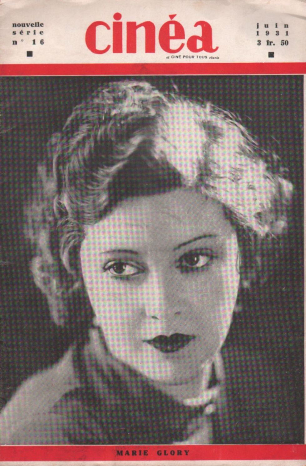 CINEA-CINE POUR TOUS magazine side cover Issue 16 June 1931