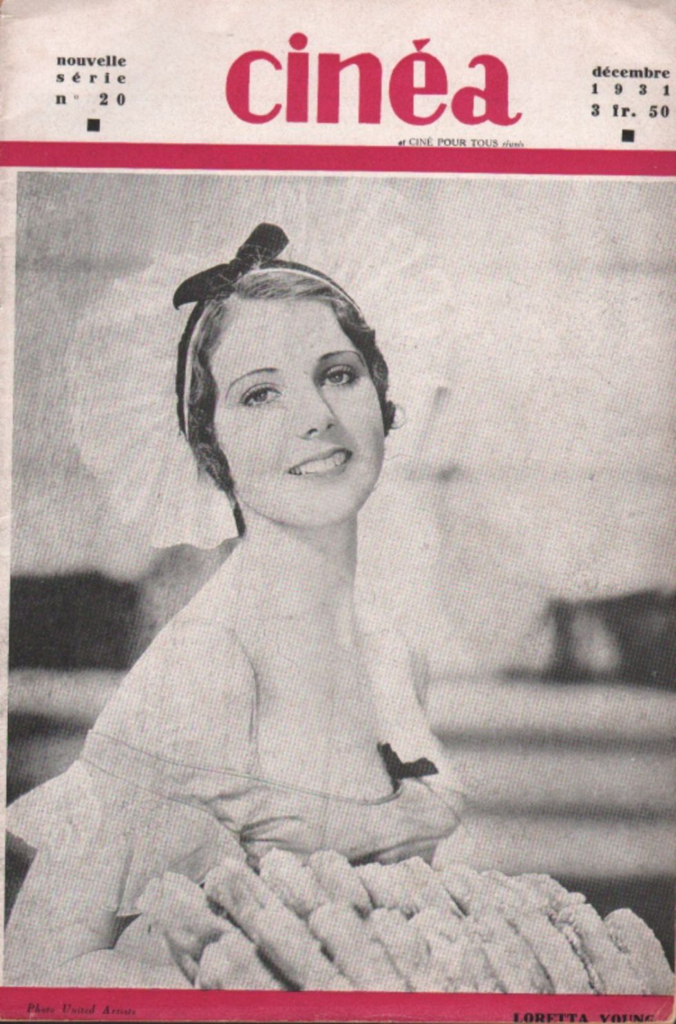 CINEA-CINE POUR TOUS magazine side cover Issue 20 December 1931