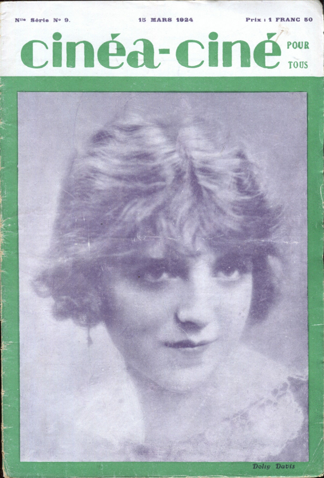 CINEA-CINE POUR TOUS magazine side cover Issue 9 15 March 1924