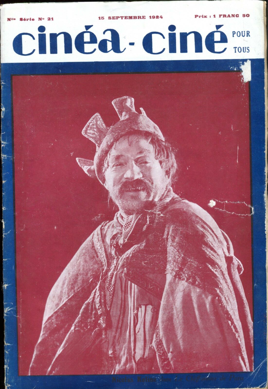 CINEA-CINE POUR TOUS magazine side cover Issue 21 15 September 1924