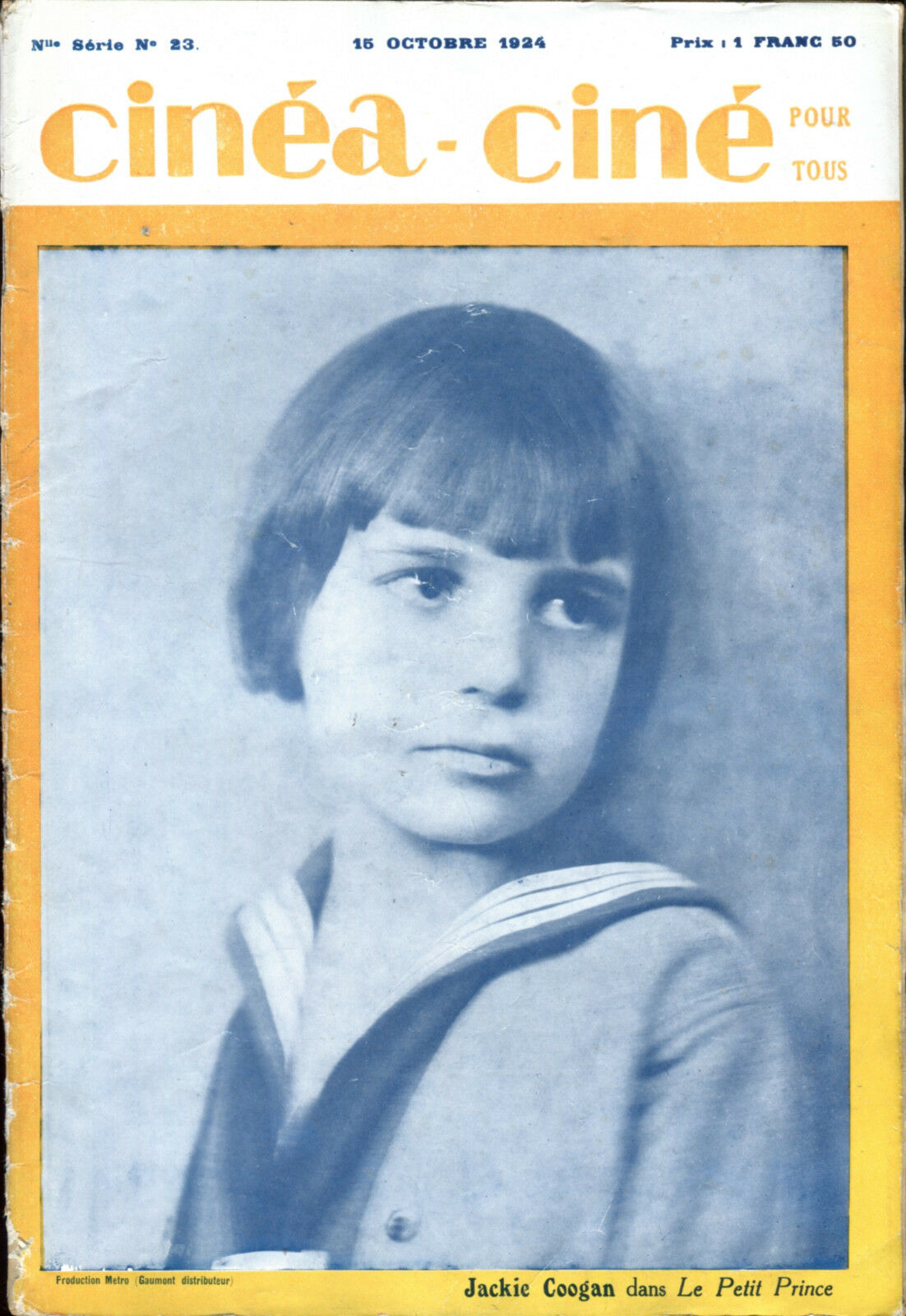 CINEA-CINE POUR TOUS magazine side cover Issue 23 15 October 1924