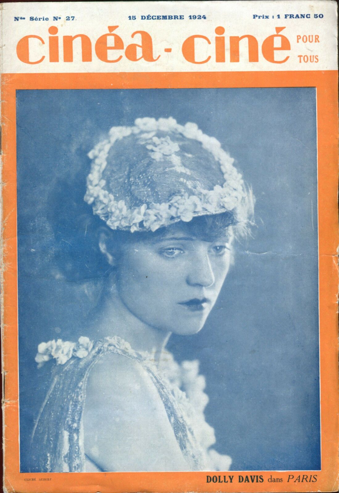CINEA-CINE POUR TOUS magazine side cover Issue 27 15 December 1924