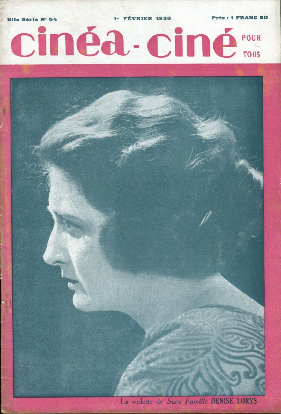 CINEA-CINE POUR TOUS magazine side cover Issue 54 1 February 1926