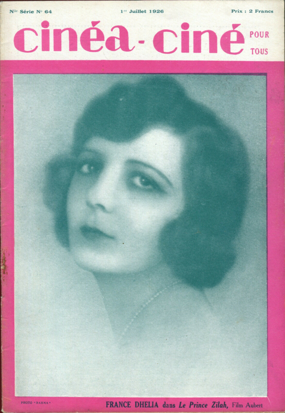 CINEA-CINE POUR TOUS magazine side cover Issue 64 1 July 1926