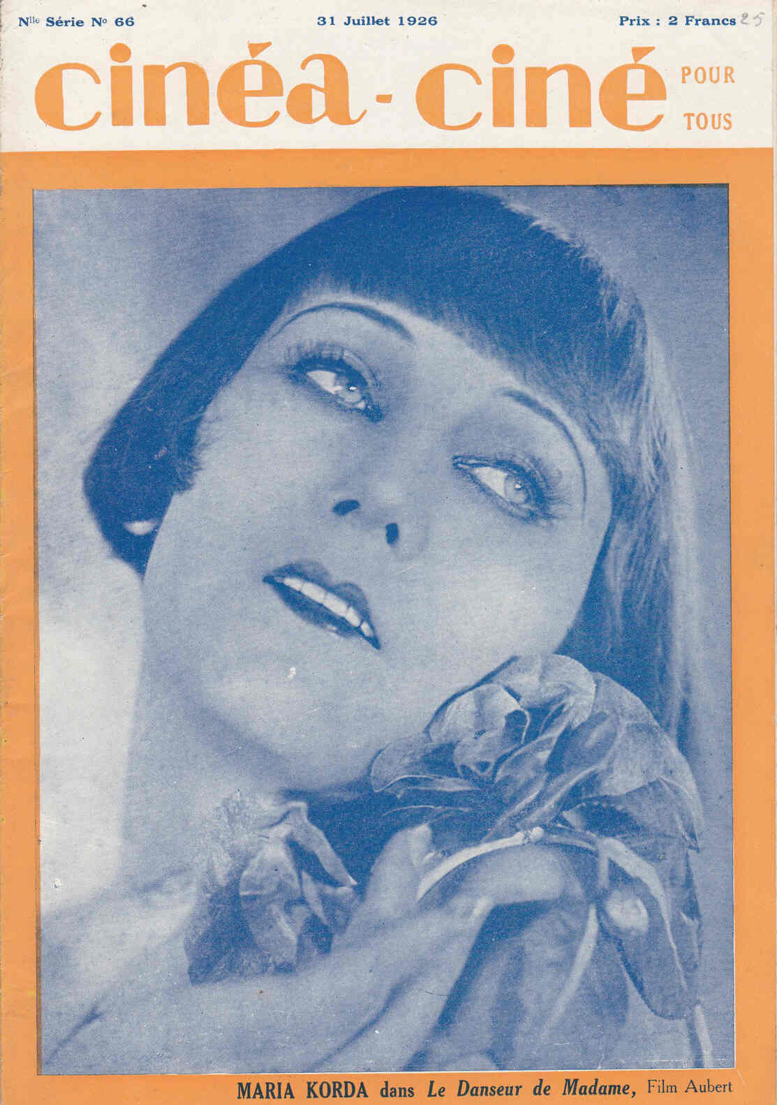 CINEA-CINE POUR TOUS magazine side cover Issue 66 31 July 1926