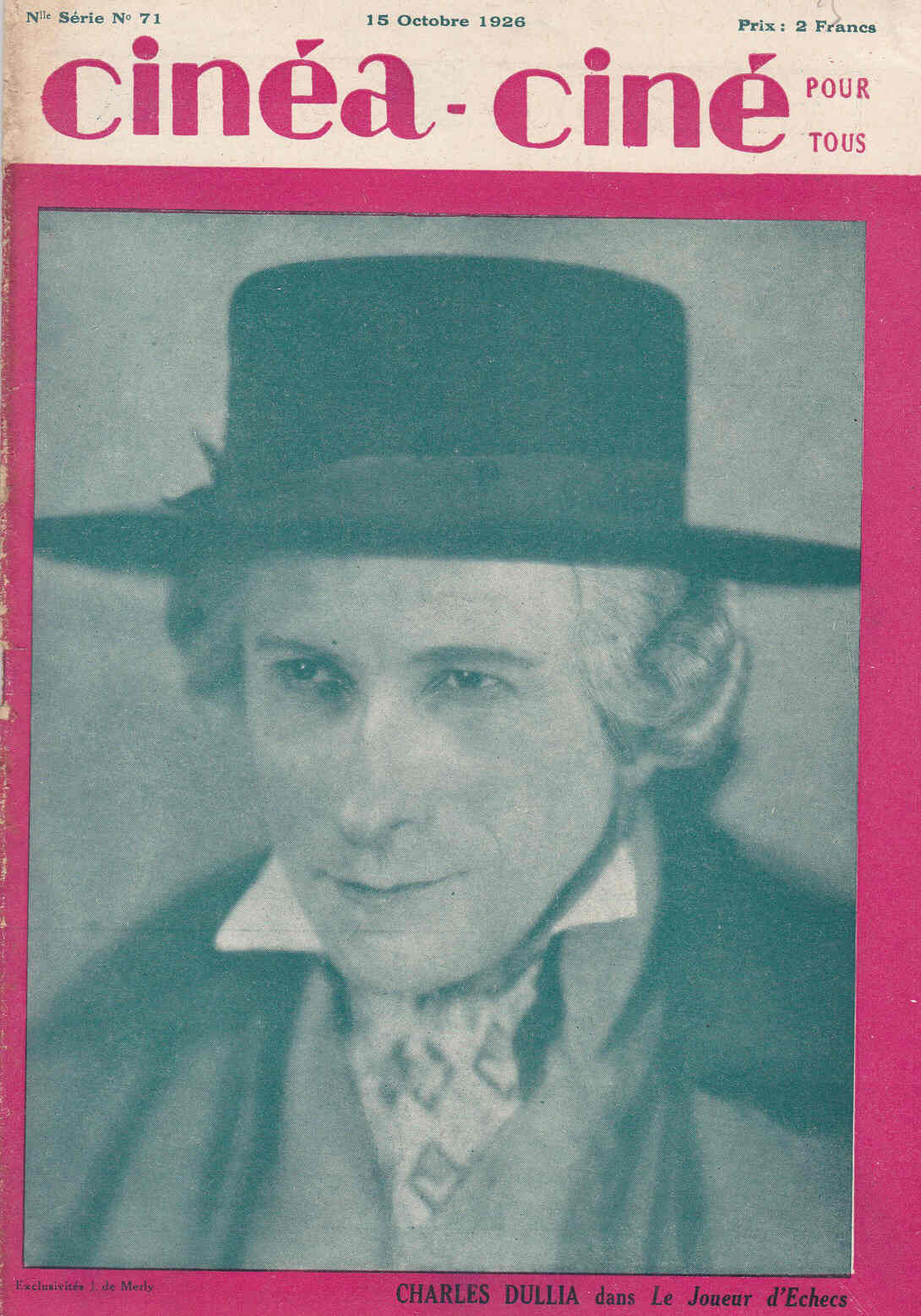 CINEA-CINE POUR TOUS magazine side cover Issue 71 15 October 1926