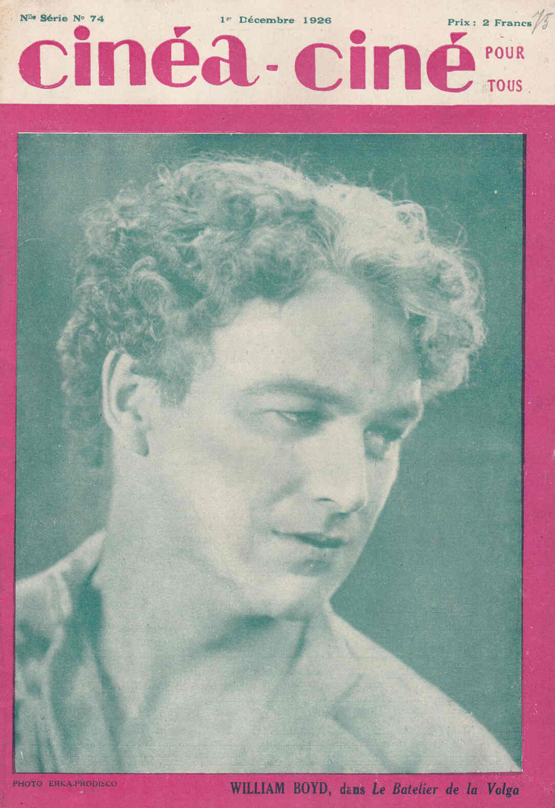 CINEA-CINE POUR TOUS magazine side cover Issue 74 1 December 1926