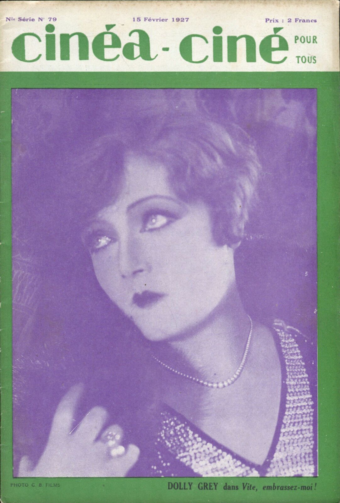 CINEA-CINE POUR TOUS magazine side cover Issue 79 15 February 1927