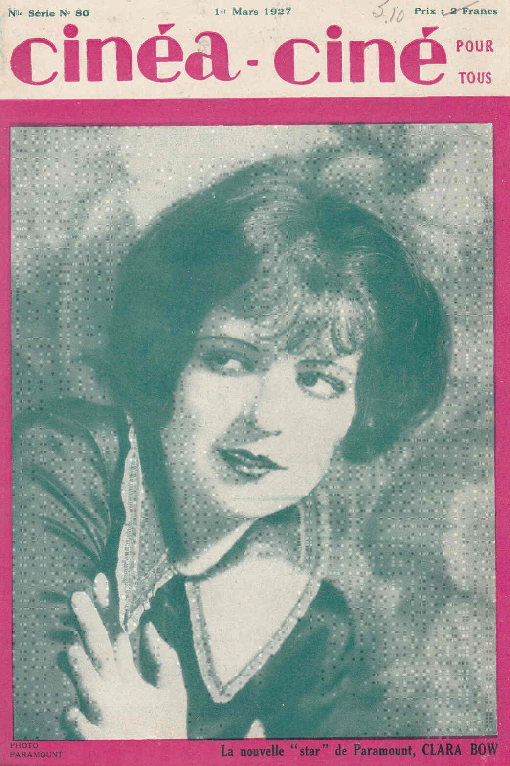 CINEA-CINE POUR TOUS magazine side cover Issue 80 1 March 1927