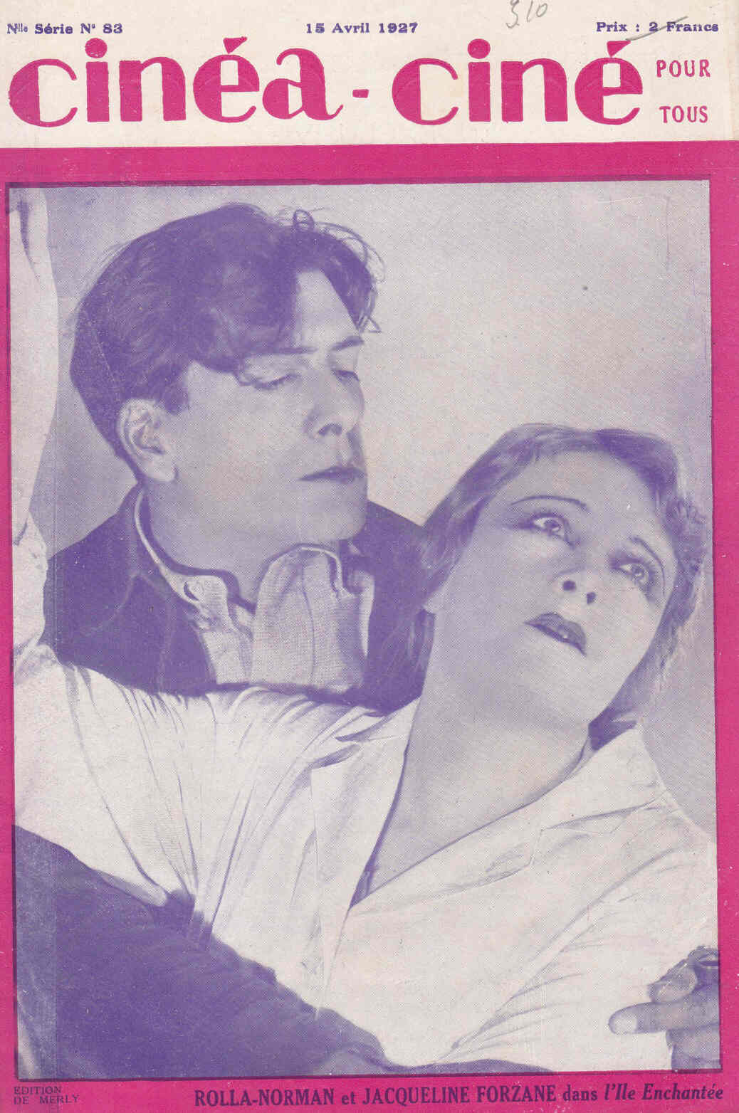 CINEA-CINE POUR TOUS magazine side cover Issue 83 15 April 1927