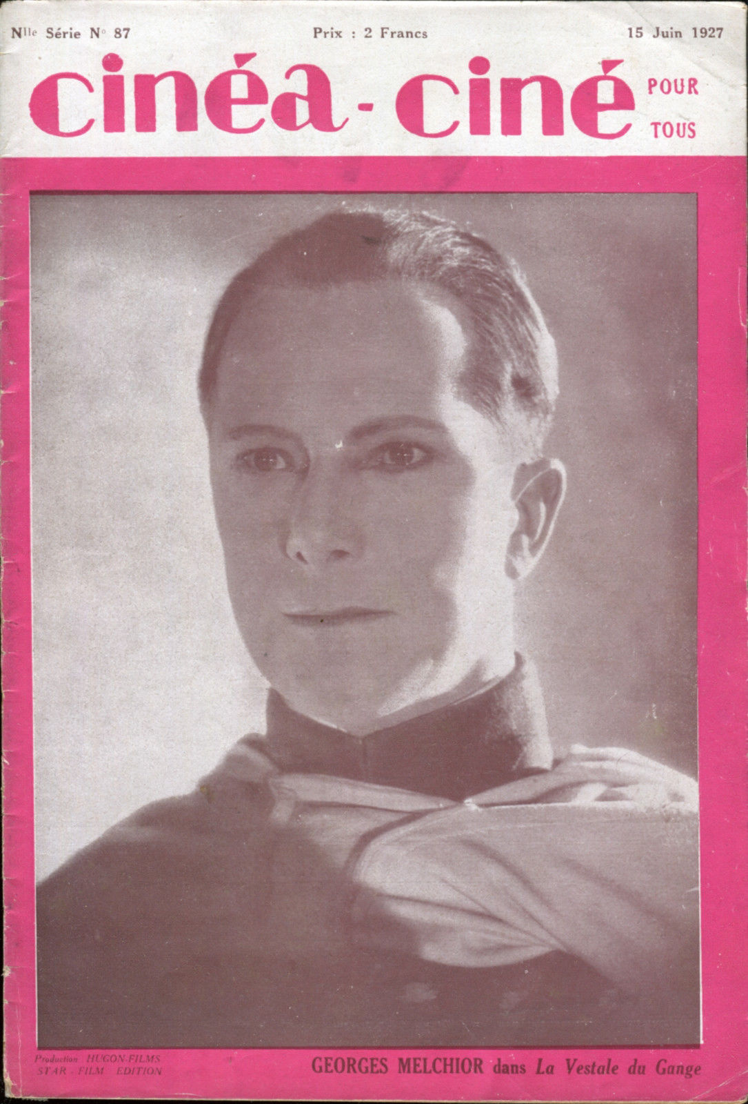 CINEA-CINE POUR TOUS magazine side cover Issue 87 15 June 1927