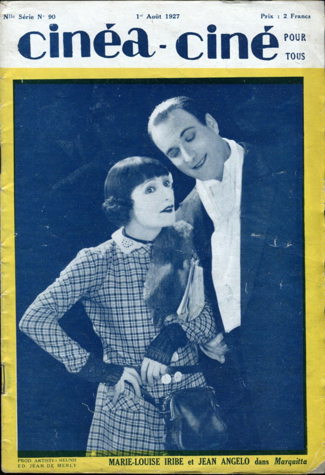 CINEA-CINE POUR TOUS magazine side cover Issue 90 1 August 1927