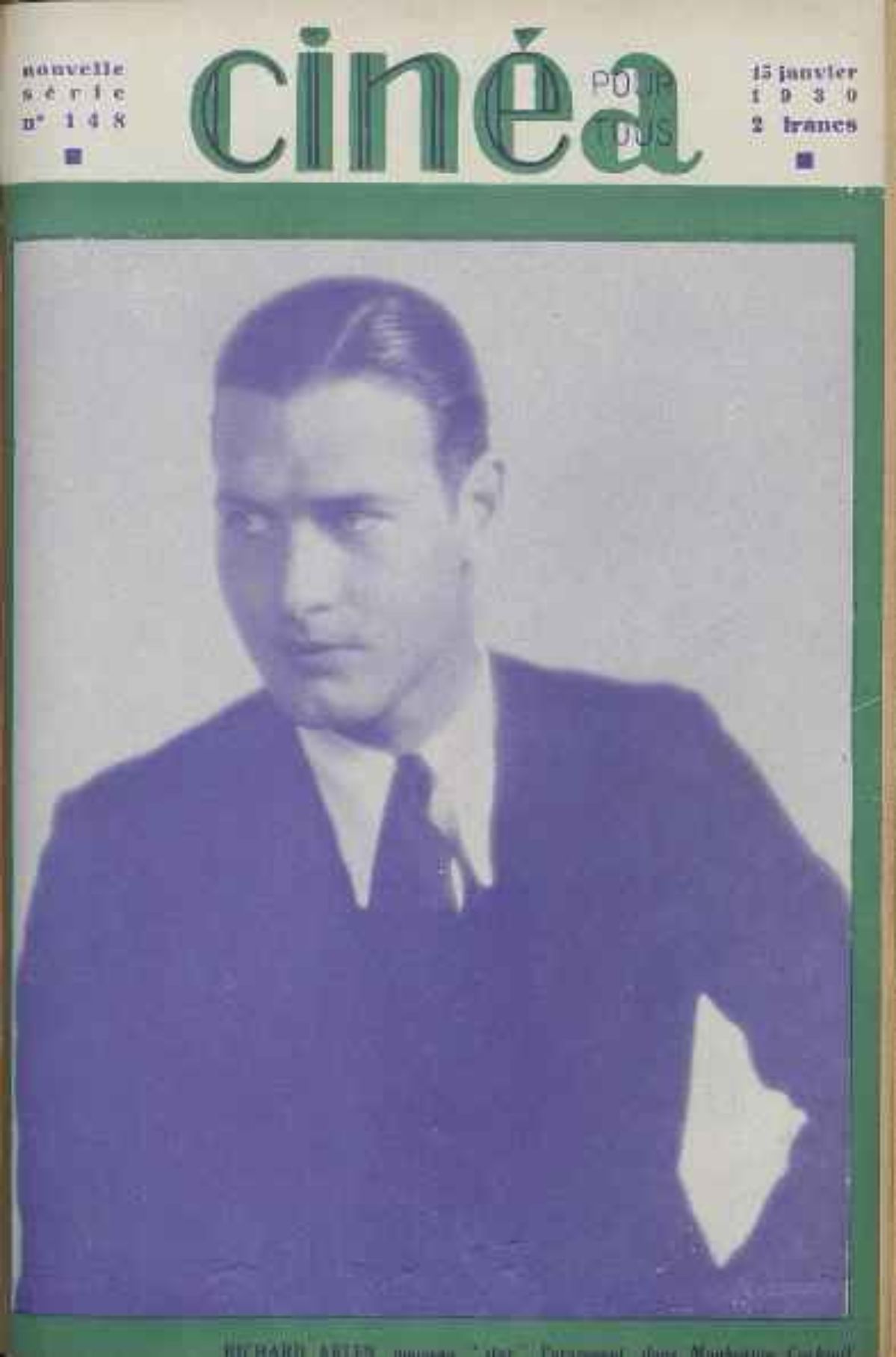 CINEA-CINE POUR TOUS magazine side cover Issue 148 15 January 1930
