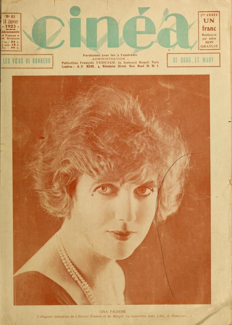 CINEA magazine side cover Issue 83 12 January 1923