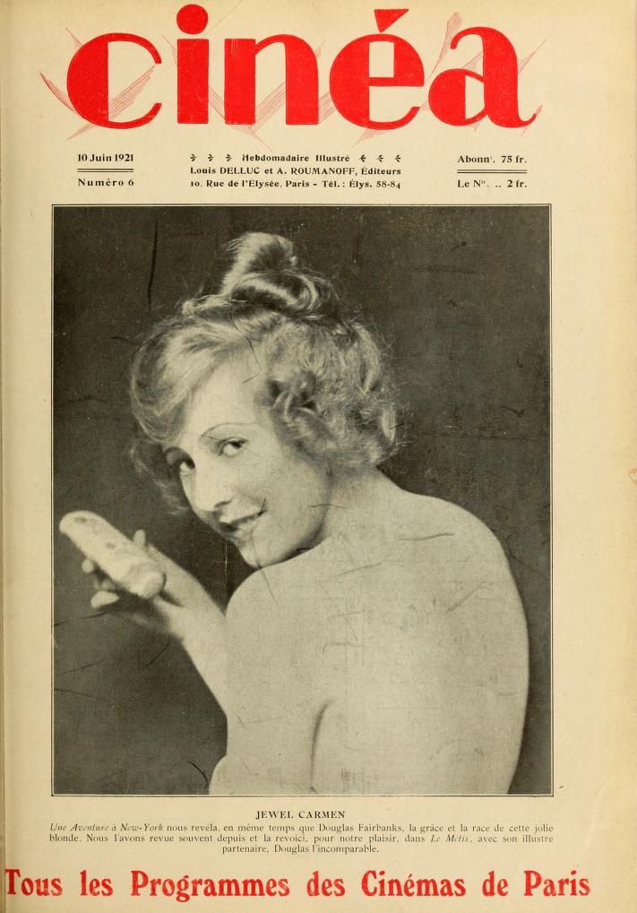 CINEA magazine side cover Issue 6 10 June 1921