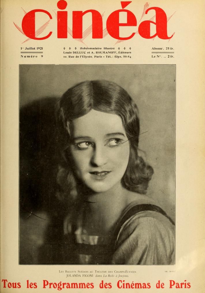 CINEA magazine side cover Issue 9 1 July 1921