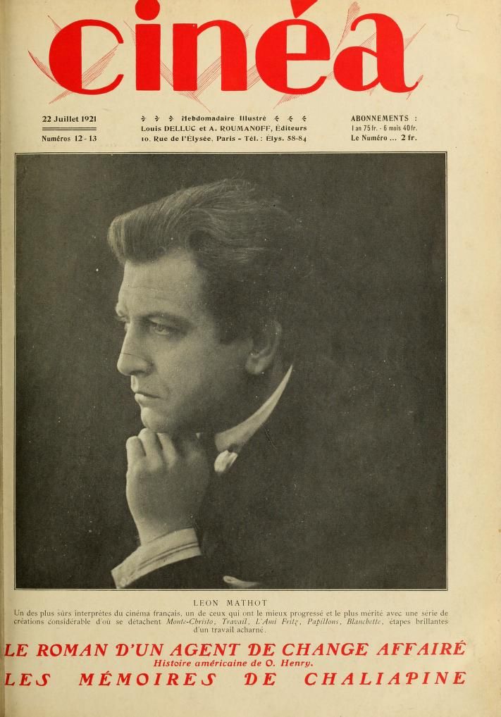 CINEA magazine side cover Issue 12/13 22 July 1921